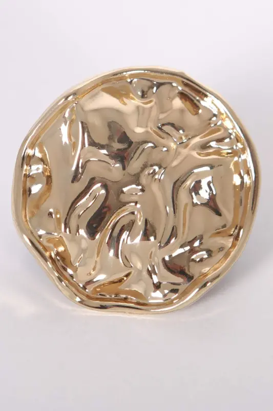 Angelino Gold Buruşuk Kıvrımlı Tasarım Broş - 1