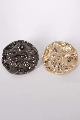 Angelino Gold Buruşuk Kıvrımlı Tasarım Broş - 7