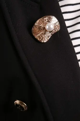 Angelino Göz Tasarım Desenli Zirkon Taşlı İnci Broş - 4