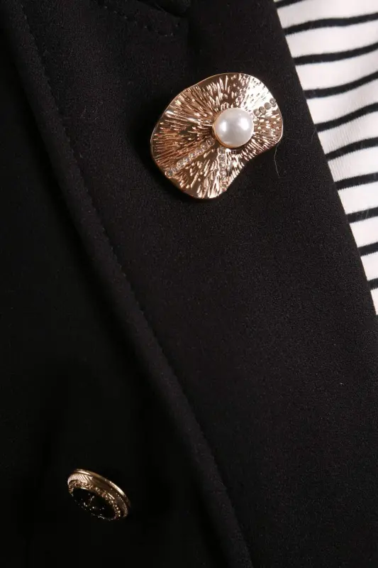 Angelino Göz Tasarım Desenli Zirkon Taşlı İnci Broş - 4