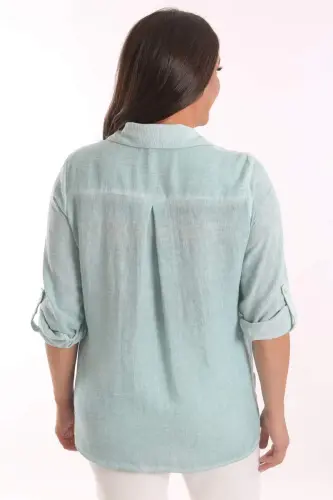 Trend42plus Katta hajmdagi yalpiz tosh bosmali batikli ko'ylak - 5