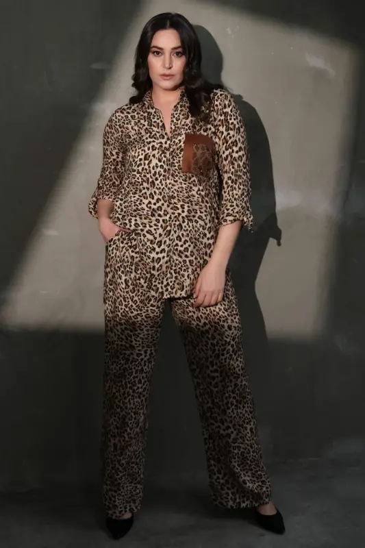 Trend42plus Katta Hajmli Belli Elastikli Leopardli Shimlar - 8