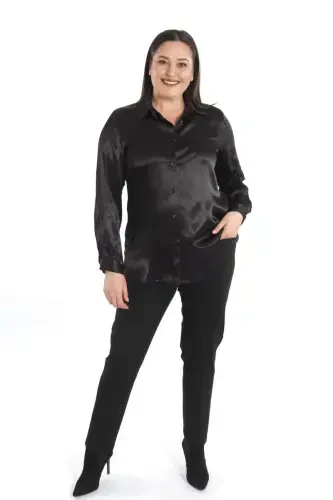 Trend42plus Katta Hajmli Floss Viskose Qora Asosiy Ko'ylak - BÜYÜKBEDENIZ (1)