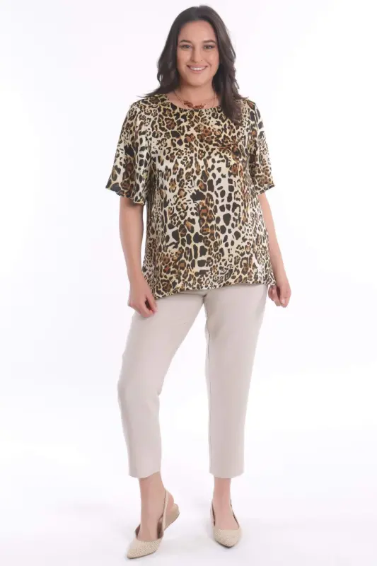 Trend42plus Katta hajmli leopard naqshli bluzka - BÜYÜKBEDENIZ