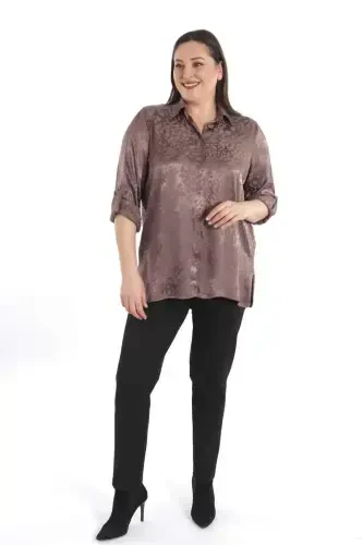 Trend42plus Katta hajmli leopard naqshli flosh vizon viskoza ko'ylak - 3