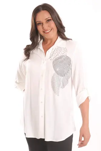 Trend42plus Katta hajmli och sariq tosh bosma naqshli to‘quv ko‘ylak - 1