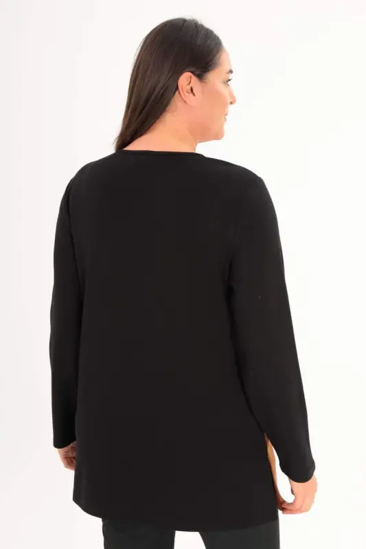 Trend42plus Katta Hajmli Old Zamsh Trok Bosmali Jigarrang Tunik - 5