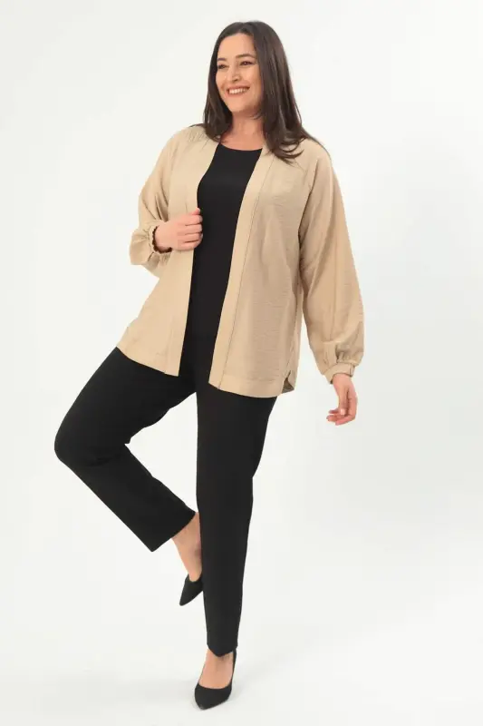 Trend42plus Kattayi O'lcham Orqa Tasvirli Oversize Vizon Ko'ylak - BÜYÜKBEDENIZ