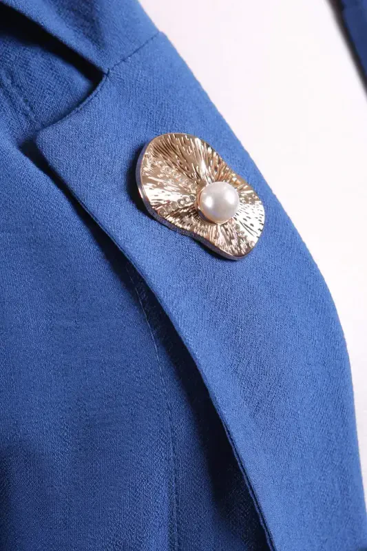 Trend42plus Ko'z Dizayn Desenli Zirkon Toshli İnci Broş - 2