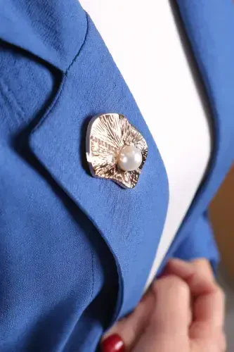 Trend42plus Ko'z Dizayn Desenli Zirkon Toshli İnci Broş - 6