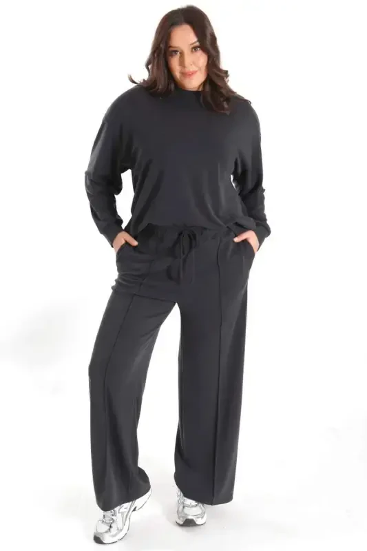Trend42plus Modal Fabric Soft Textured Black Set - BÜYÜKBEDENIZ