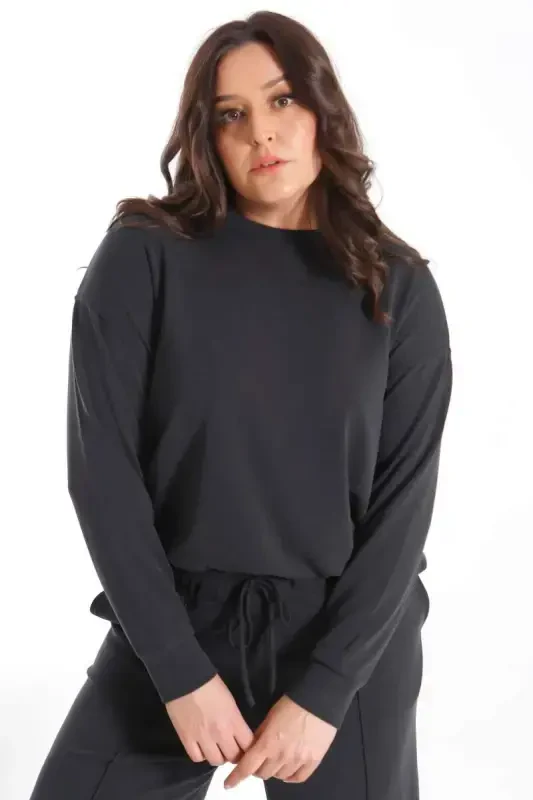 Trend42plus Modal Fabric Soft Textured Black Set - 2