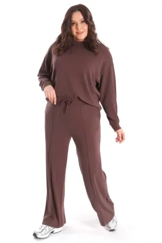 Trend42plus Modal Fabric Soft Textured Brown Set - 3