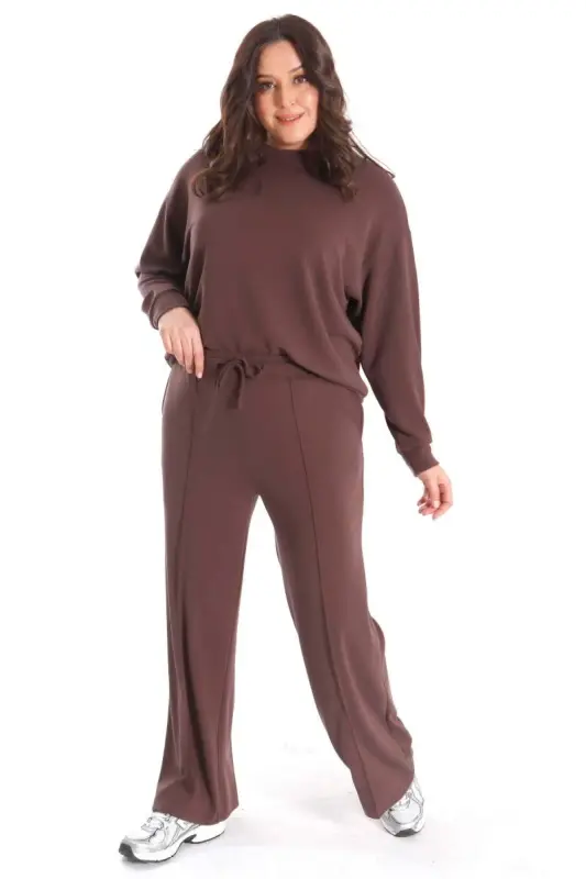 Trend42plus Modal Fabric Soft Textured Brown Set - 3