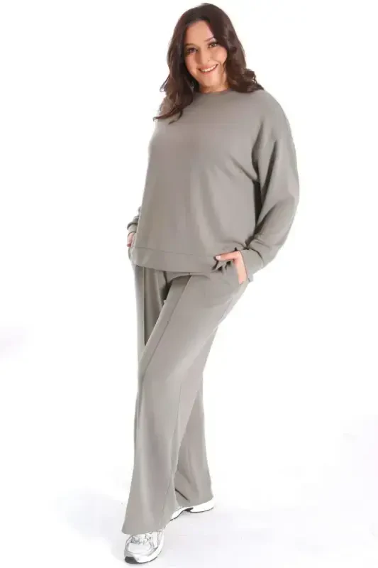 Trend42plus Modal Fabric Soft Textured Haki Set - 8