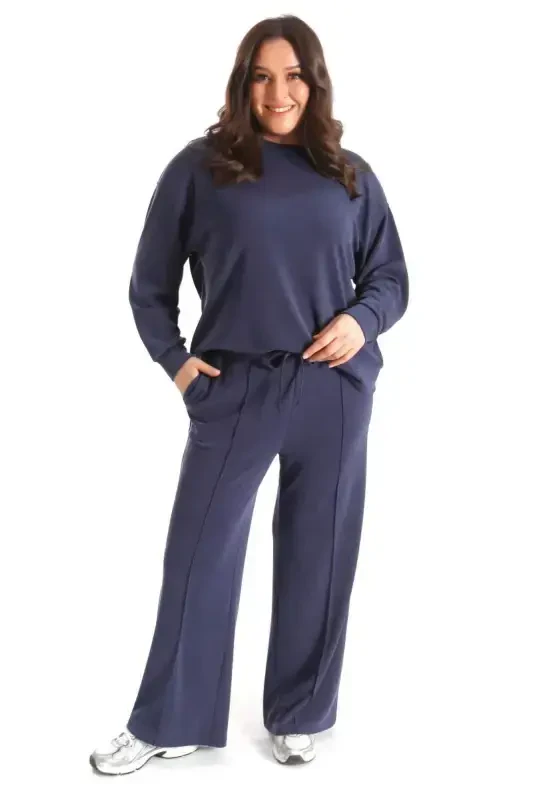 Trend42plus Modal Fabric Soft Textured Navy Blue Set - 1