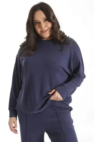 Trend42plus Modal Fabric Soft Textured Navy Blue Set - BÜYÜKBEDENIZ (1)