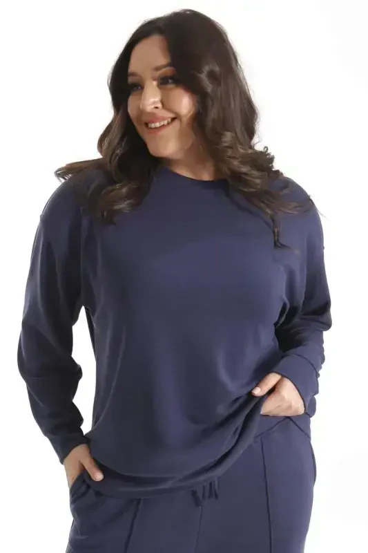 Trend42plus Modal Fabric Soft Textured Navy Blue Set - 4