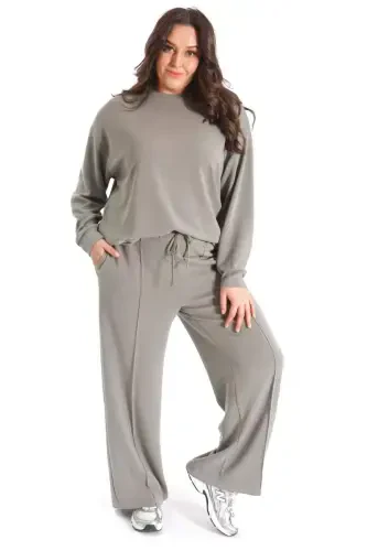 Trend42plus Модальный Комплект Хаки из Мягкой Ткани - 1