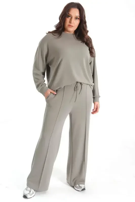 Trend42plus Модальный Комплект Хаки из Мягкой Ткани - 3