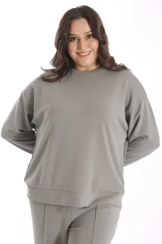 Trend42plus Модальный Комплект Хаки из Мягкой Ткани - 4