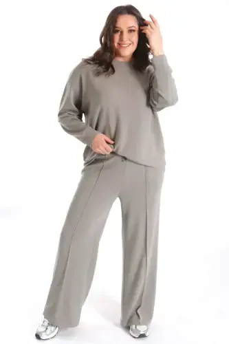 Trend42plus Модальный Комплект Хаки из Мягкой Ткани - 7