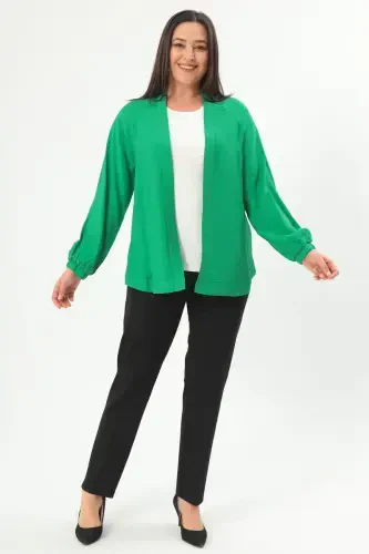 Trend42plus Plus Size Back Print Oversized Green Jacket - 3