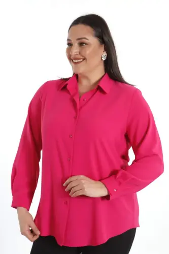 Trend42plus Plus Size Basic Fuchsia Shirt - 1