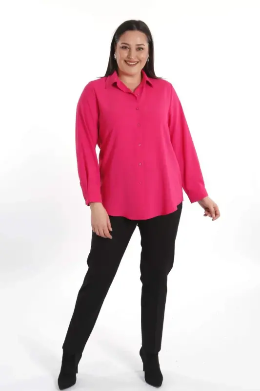 Trend42plus Plus Size Basic Fuchsia Shirt - 2