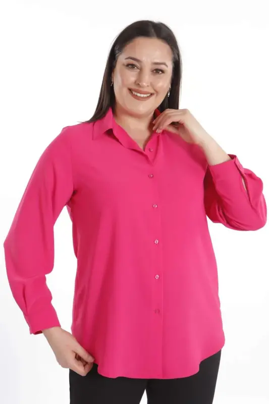 Trend42plus Plus Size Basic Fuchsia Shirt - 3