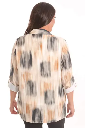 Trend42plus Plus Size Batik Pattern Crossover Collar Black Jacket - 6