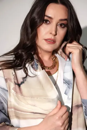 Trend42plus Plus Size Batik Pattern Wrap Collar Grey Jacket - 4