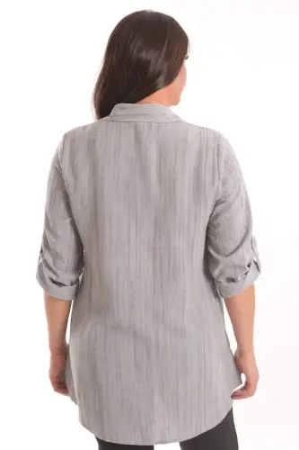 Trend42plus Plus Size Black Stone Printed Allerli Shirt - 5