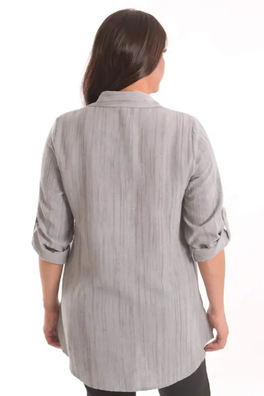 Trend42plus Plus Size Black Stone Printed Allerli Shirt - 5