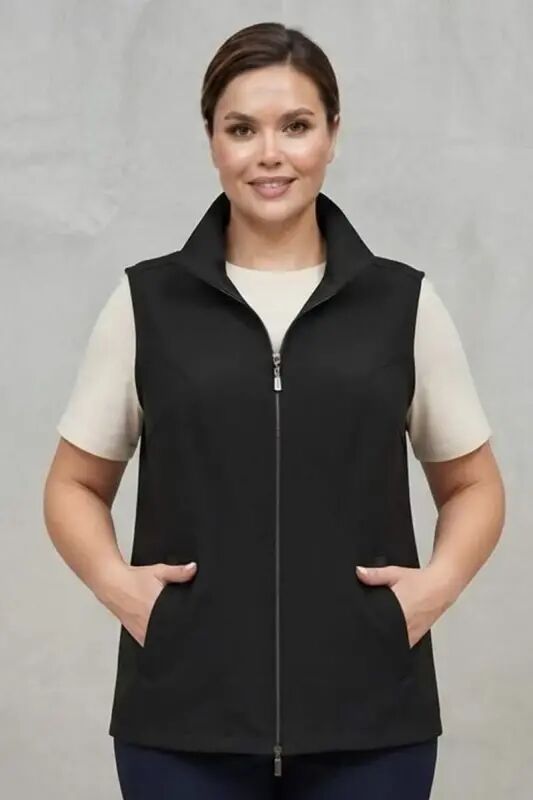 Trend42plus Plus Size Black Vest with Zipper and Pocket Detail - 5