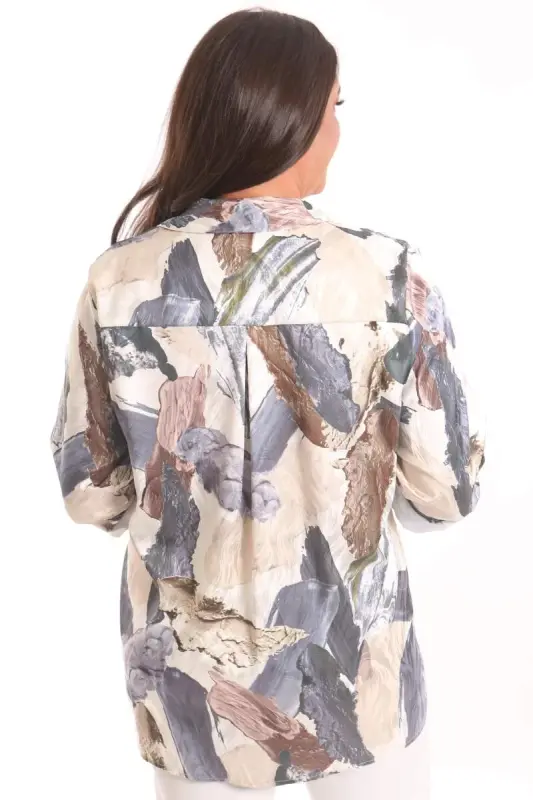 Trend42plus Plus Size Brush Patterned Jacquard Mink Shirt - 5