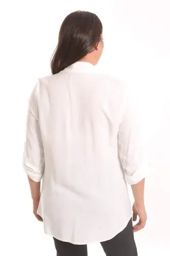 Trend42plus Plus Size Ecru Stone Printed Woven Shirt - 6