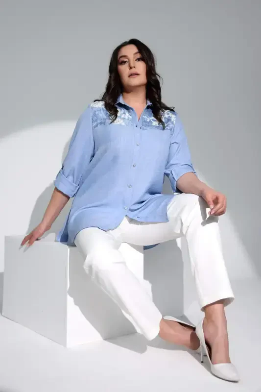 Trend42plus Plus Size Elastic Waist Slim Fit White Trousers - 6