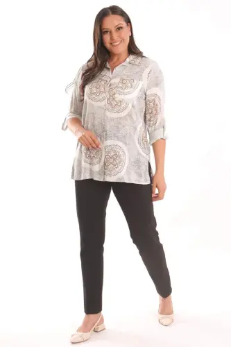 Trend42plus Plus Size Ethnic Pattern Black Shirt - BÜYÜKBEDENIZ (1)