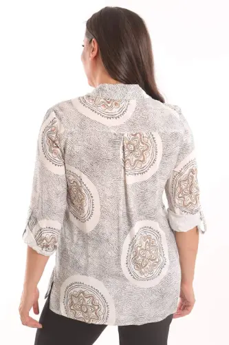 Trend42plus Plus Size Ethnic Pattern Black Shirt - 5