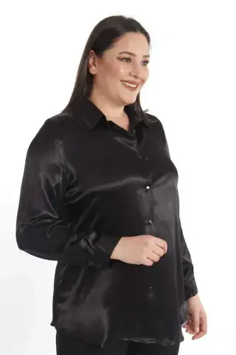 Trend42plus Plus Size Floss Viscose Black Basic Shirt - 1