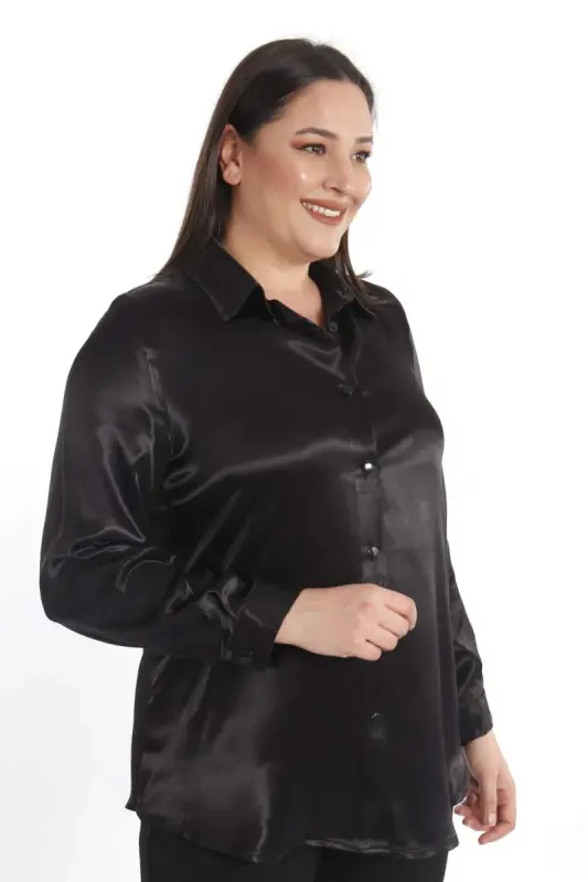 Trend42plus Plus Size Floss Viscose Black Basic Shirt - 1