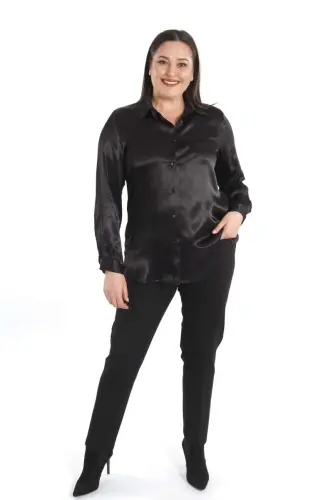 Trend42plus Plus Size Floss Viscose Black Basic Shirt - BÜYÜKBEDENIZ (1)
