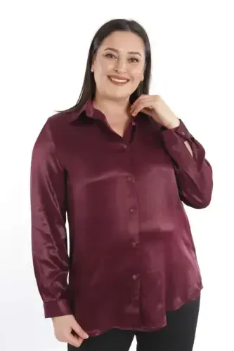 Trend42plus Plus Size Floss Viscose Burgundy Basic Shirt - 1