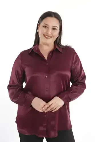 Trend42plus Plus Size Floss Viscose Burgundy Basic Shirt - 3