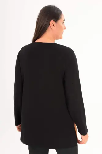 Trend42plus Plus Size Front Suede Trok Printed Brown Tunic - 5