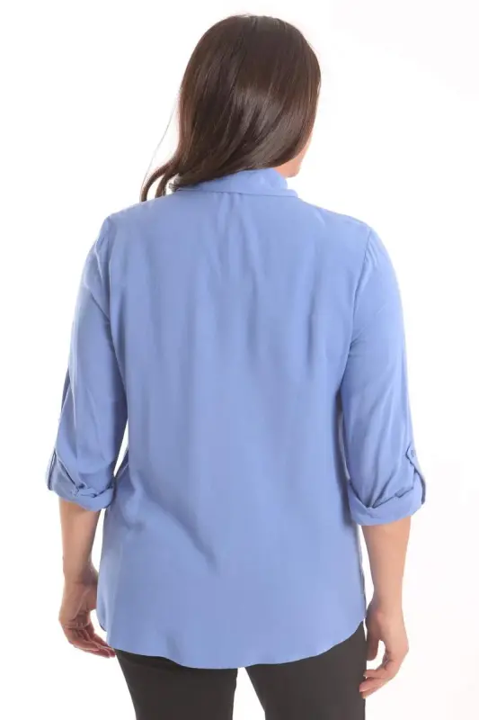 Trend42plus Plus Size Indigo Stone Print Woven Shirt - 4