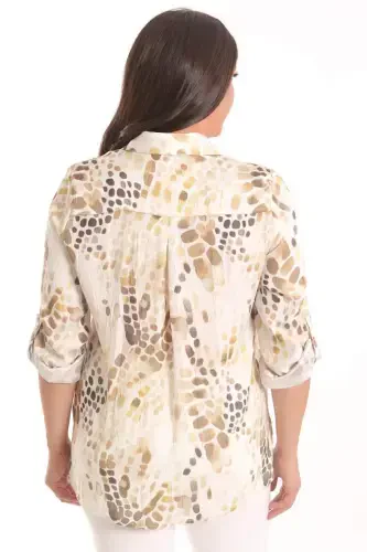 Trend42plus Plus Size Khaki Digital Printed Crash Shirt - 5