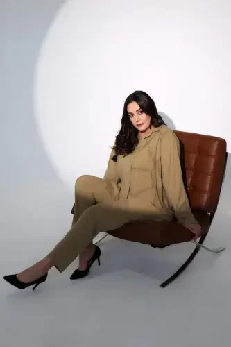 Trend42plus Plus Size Khaki Elastic Waist Trousers - 10