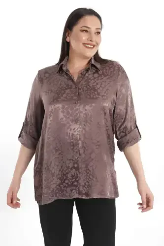 Trend42plus Plus Size Leopard Patterned Floss Mink Viscose Shirt - 4